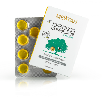 KS-24 Твёрдый мёд «Горное разнотравье» с эхиноцеей от охриплости и першении в горле..