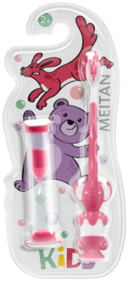 PP-81P Детская зубная щётка с песочными часиками (розовая) Мейтан