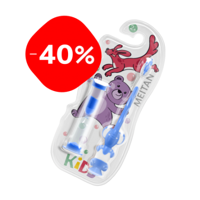  C-1510-B Детская зубная щётка с песочными часиками (голубая) Мейтан